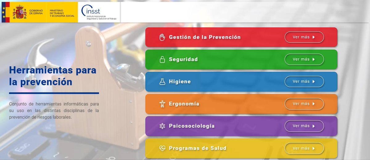 🔎 ¿Sabías que en el #INSST disponemos de un conjunto de herramientas informáticas para su uso en las distintas disciplinas de la #PRL?

Puedes acceder a toda la información aquí 👉 bit.ly/45cxAIA

#TrabajoSeguro