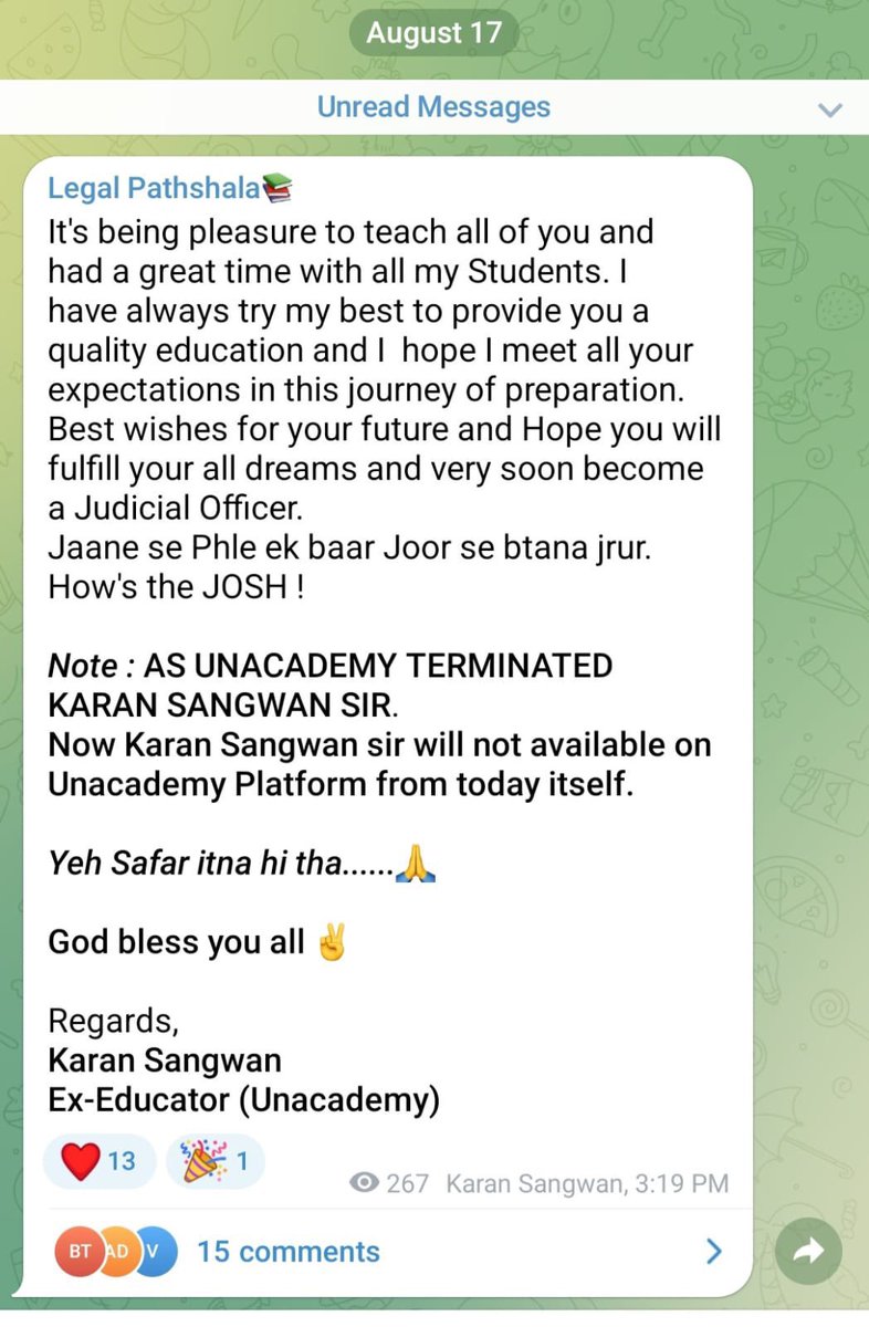 DrNimoYadav's tweet photo. He is karan Sangwan, an educator.

He teaches about law at unacademy.

He asked his students not to vote for any illiterate person from next time without taking anyone’s name.

RW & BJP Supporters started targeting Karan because they thought he is targeting Modi

Reportedly Unacademy Terminated Karan Sangwan from the platform today.

Today we have lost a great teacher and a great teacher has lost his job just for stating facts.