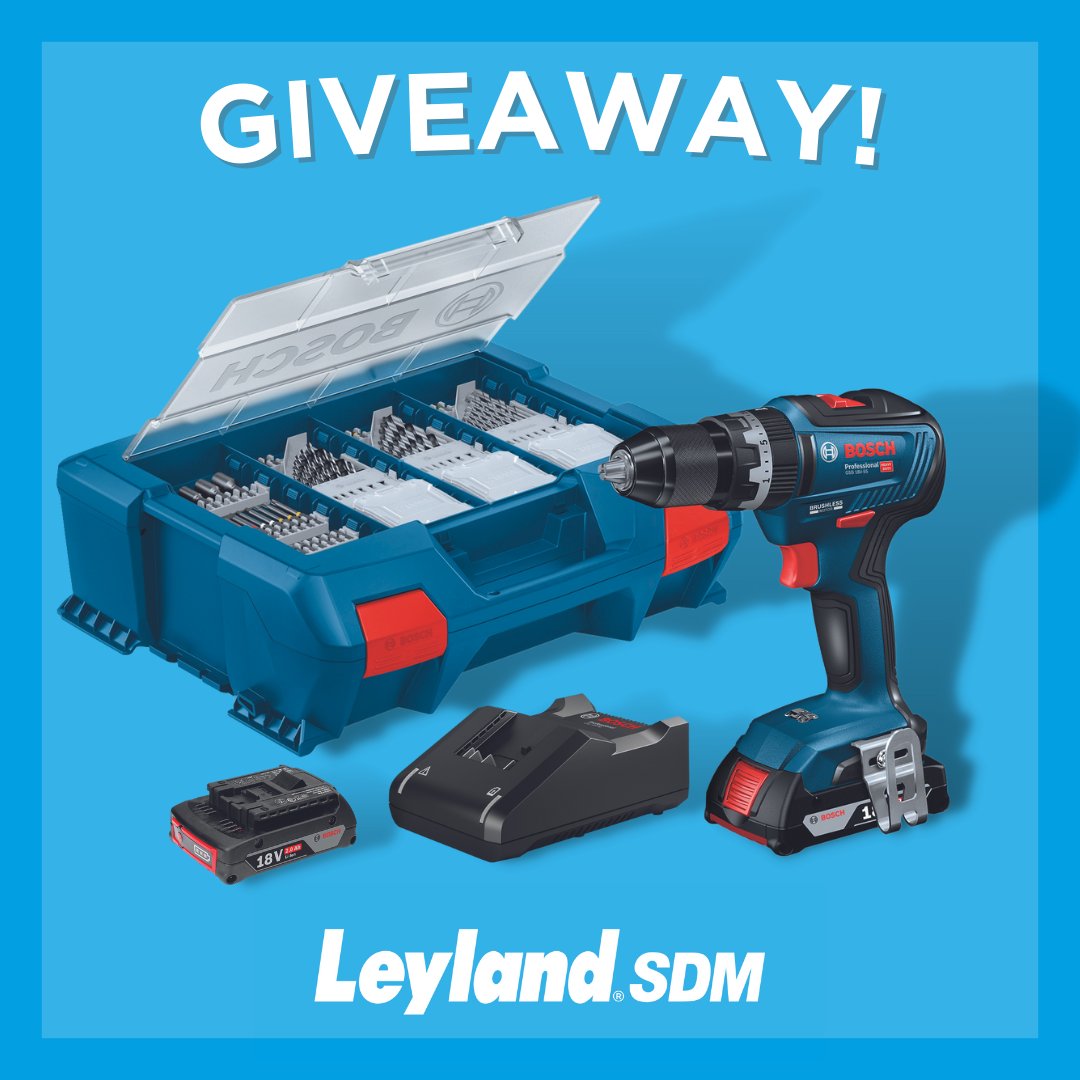 We're giving one lucky person the chance to win a BOSCH Brushless Combi Drill with ACC Set, worth £169.99!

For the chance to win, simply:
1. Retweet this post
2. Follow <a href="/LeylandSDM/">Leyland</a>

T&amp;Cs apply - bit.ly/3sh4ppd

#Giveaway #Competition #LeylandSDM #Win