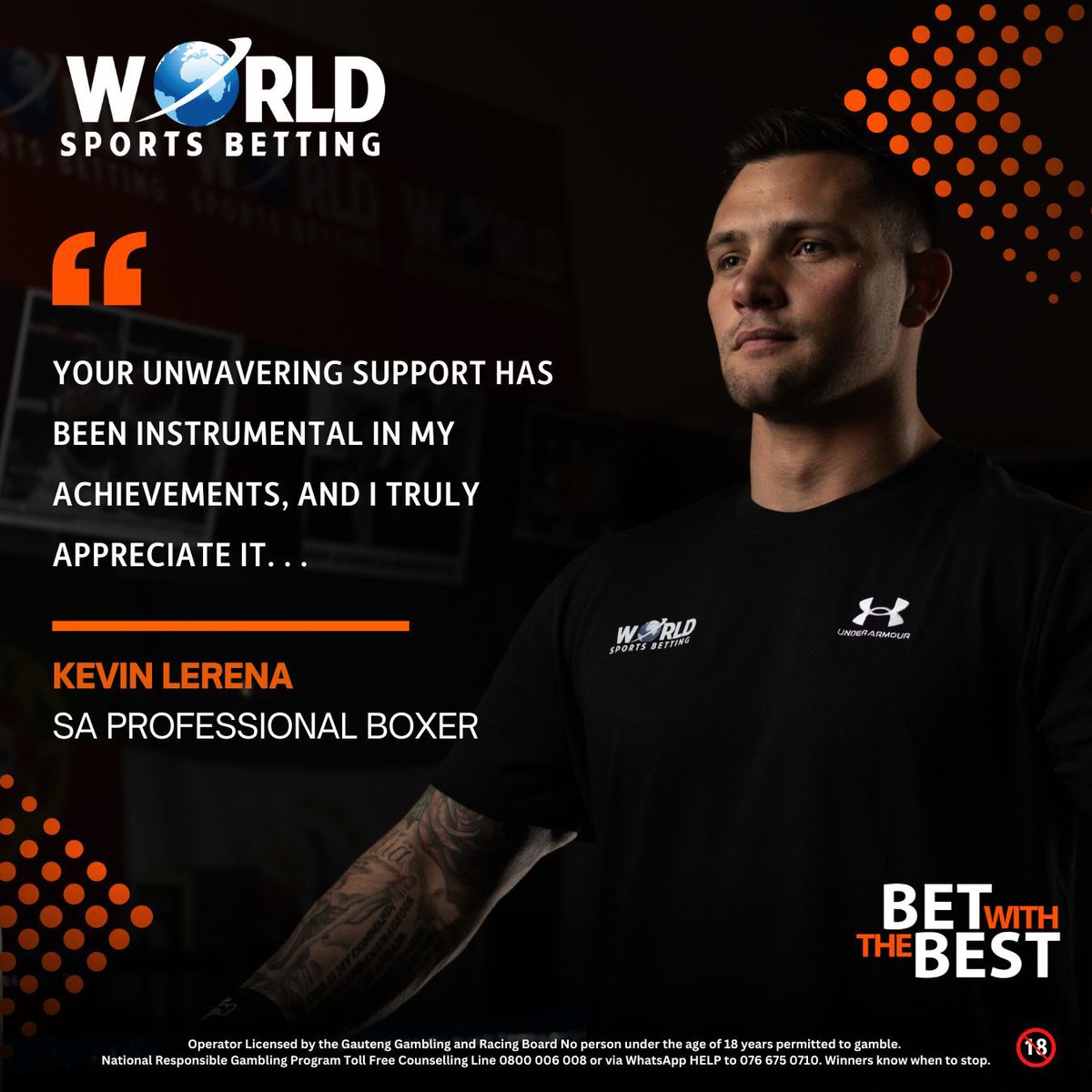 Kevlerenaboxing's tweet photo. Kevin Lerena x WSB ๐ Excited for some more knockout performances and electrifying moments in the boxing ring. Together, we're bound to create magic. Stay tuned for more updates on fight news and join me and support two powerful brands ! ๐ฅ๐ฅ #BoxingPowerhouse @WorldSportsBet https://t.co/fQ9lF1TsHI