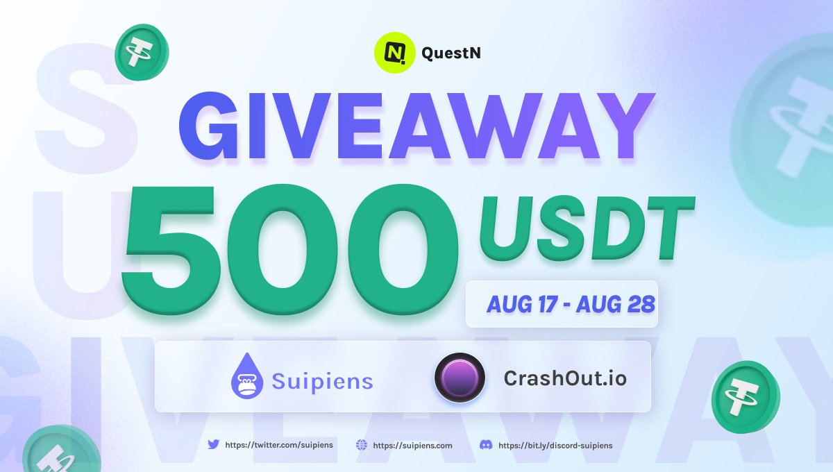 Suipiens x <a href="/CrashOutIO/">CrashOut.io</a> 

🔥 QuestN Giveaway 💰

🚀Don't miss out on this opportunity! Join the #giveaway now: app.questn.com/quest/80644217… 

CrashOut is high quality casino with original games.

Fill the form to get more reward: forms.gle/MEiTZhqsP6mpqy… 

#Airdrop #questn