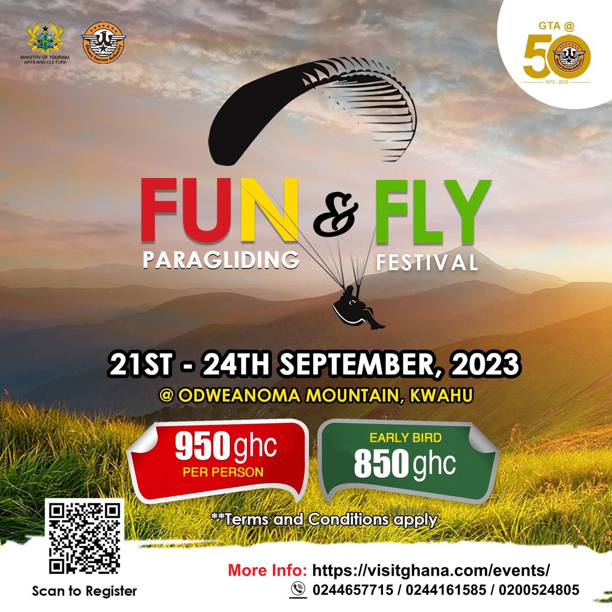 ghanatourismGTA's tweet photo. Ready for an adrenaline-packed escape? Join us at the Paragliding Festival and let the wind carry you away. π¨πͺ
Itβs time to #FunNFly because #You2CanFly.
#experienceghana #shareghana #paragliding #fun&fly
https://t.co/tG0B6Jnj5T https://t.co/nGGSSbwvZK
