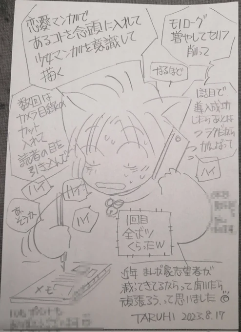 めでたく一回目のネーム全ボツ食らったので、明日から再度挑戦する。編集さんのアドバイスは勉強になることばかりです😄#一次創作 #オリジナル 