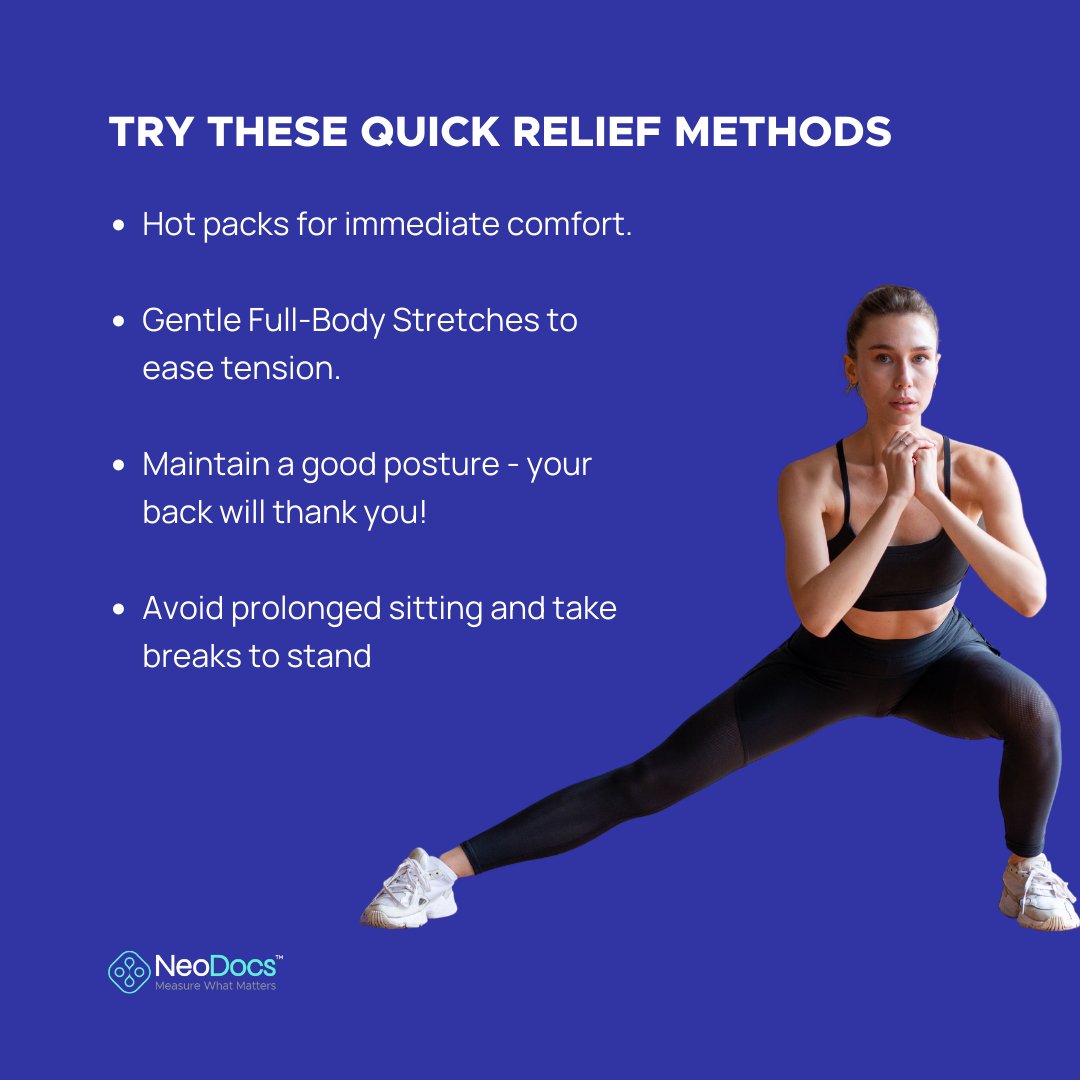 Back pain got you groaning? We've got the fix! 💪 Swipe ➡️ for relief methods, long-term tips, and the secret to a happy back! 🌟

#BackPainRelief #HealthyHabits #NeoDocs #GenZHealth #LivePainFree #Healthcare #HealthTalk