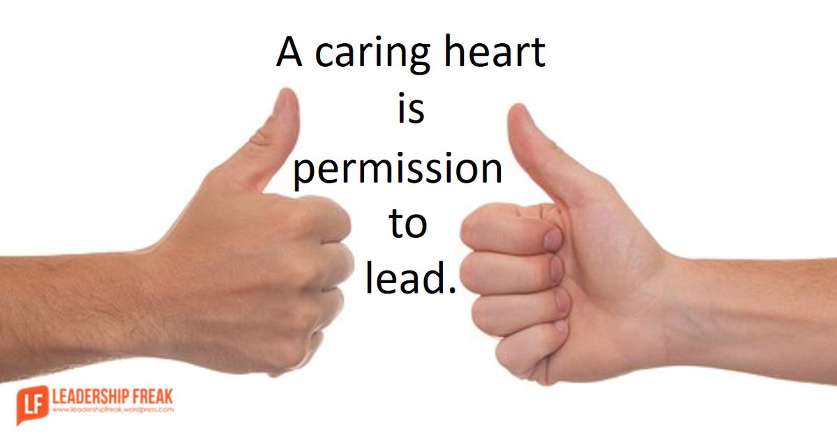 We all want to work for someone who cares about us.

Leaders demonstrate care when they:

1. Listen
2. Respect
3. Trust
4. Solve problems collaboratively
5. Recognize achievement
6. Provide touch points
7. Give corrective AND positive feedback
8. Show vulnerability
9. Seek input
