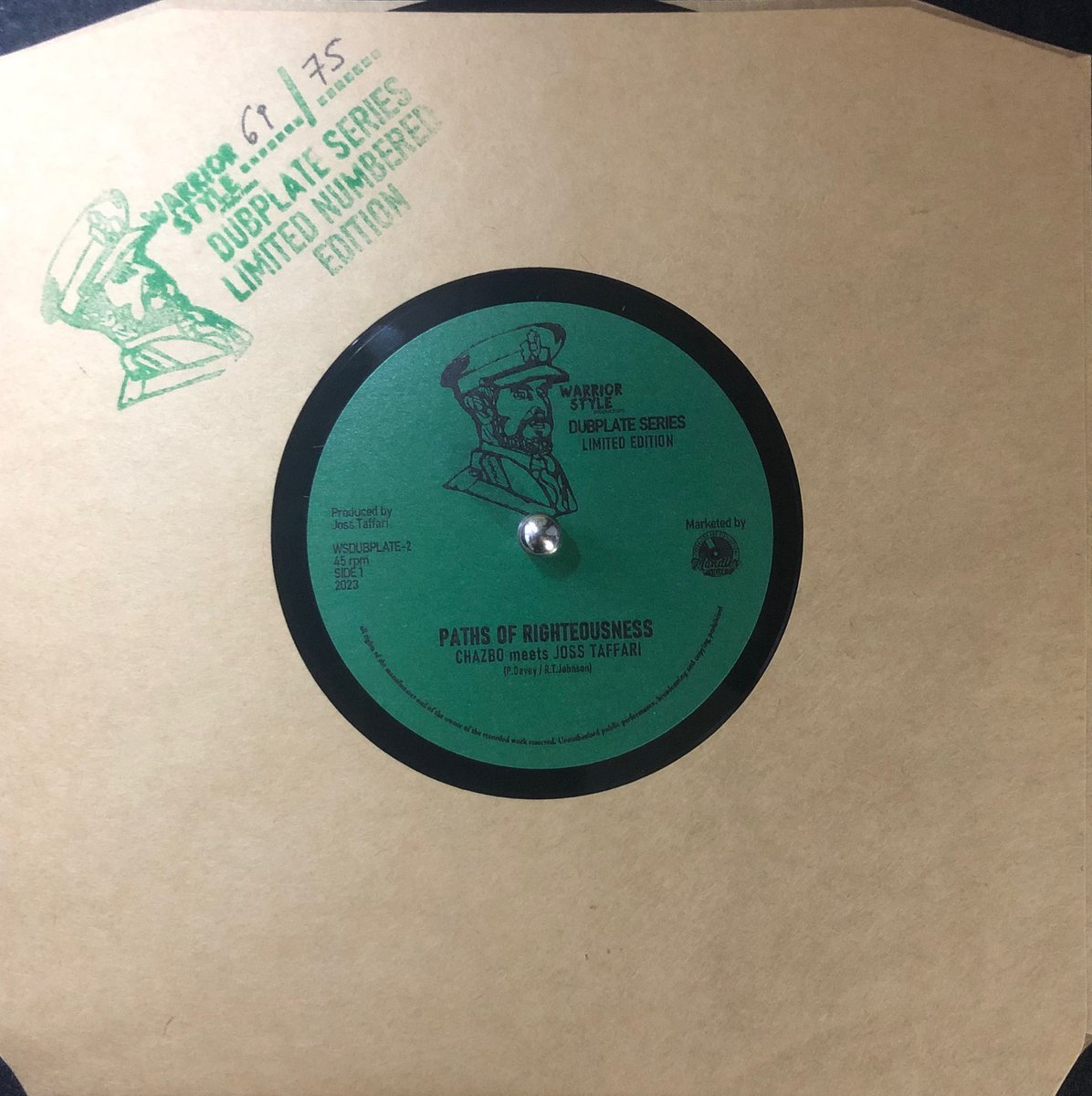 Warrior Style Productions-7"-Paths Of Righteousness / Chazbo Meets Joss Taffari-Limited Edition Hand Cut Poly Dubplate jahwaggysrecords.com/en/home/14754-…