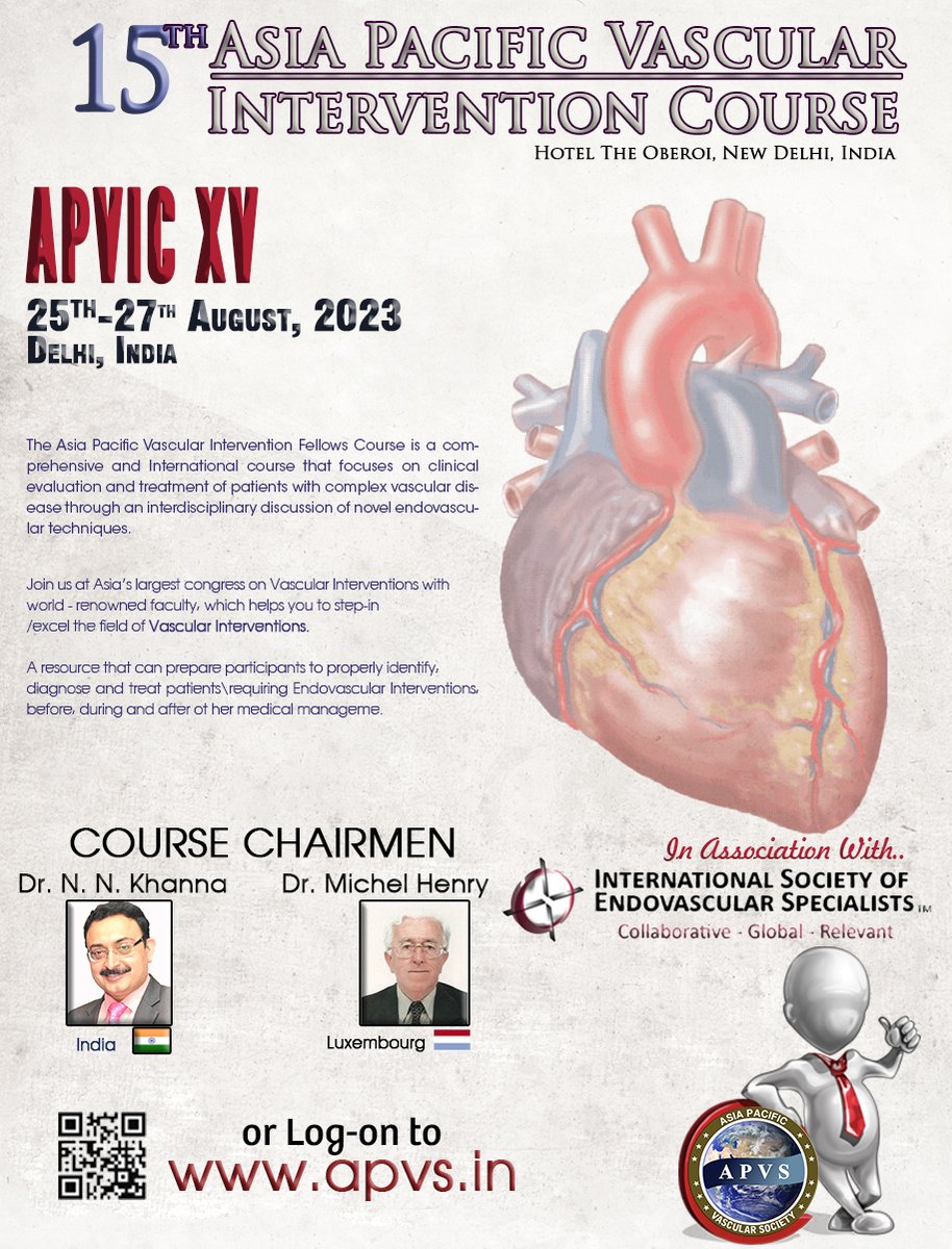 apvsindia's tweet photo. XV ASIA PACIFIC VASCULAR INTERVENTION COURSE.

Date : 25th to 27th August, 2023
Venue : The Oberoi, New Delhi.

For more details,
Visit : https://t.co/hBomPHVoQD

#cardio #doctor #heart #post #daily #happy #healthy #experience #socialmedia #world #india #doctors #heartstopper https://t.co/GOJP89Ciyp