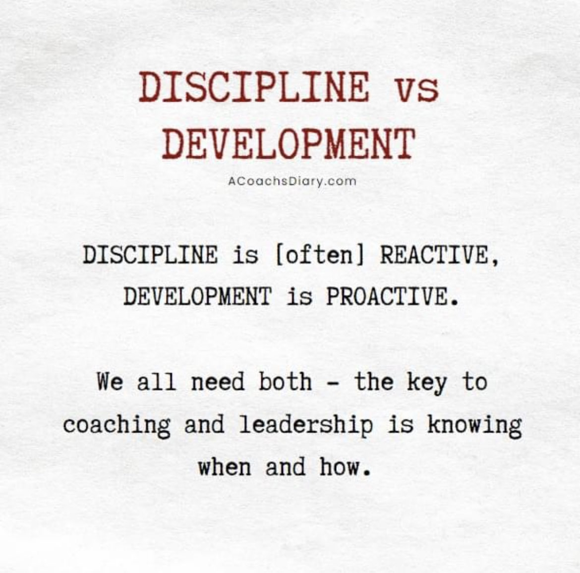 You should always ask did I teach the technique before we hold them accountable for it first. Both are definitely needed but ask the question “did I”, before we go straight to discipline.