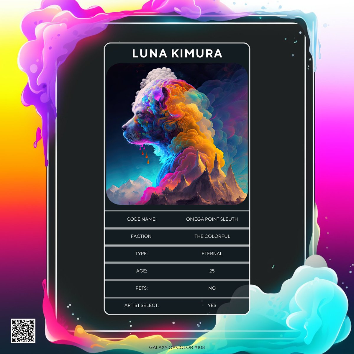 Luna Kimura: The Riddle of Resonance

In the vibrant realm of the Galaxy of Color, where every hue was a melody and every shade a whisper, Luna Kimura stood apart. As a member of "The Colorful," she was attuned not to the colors that bathed the galaxy but to the mysteries they