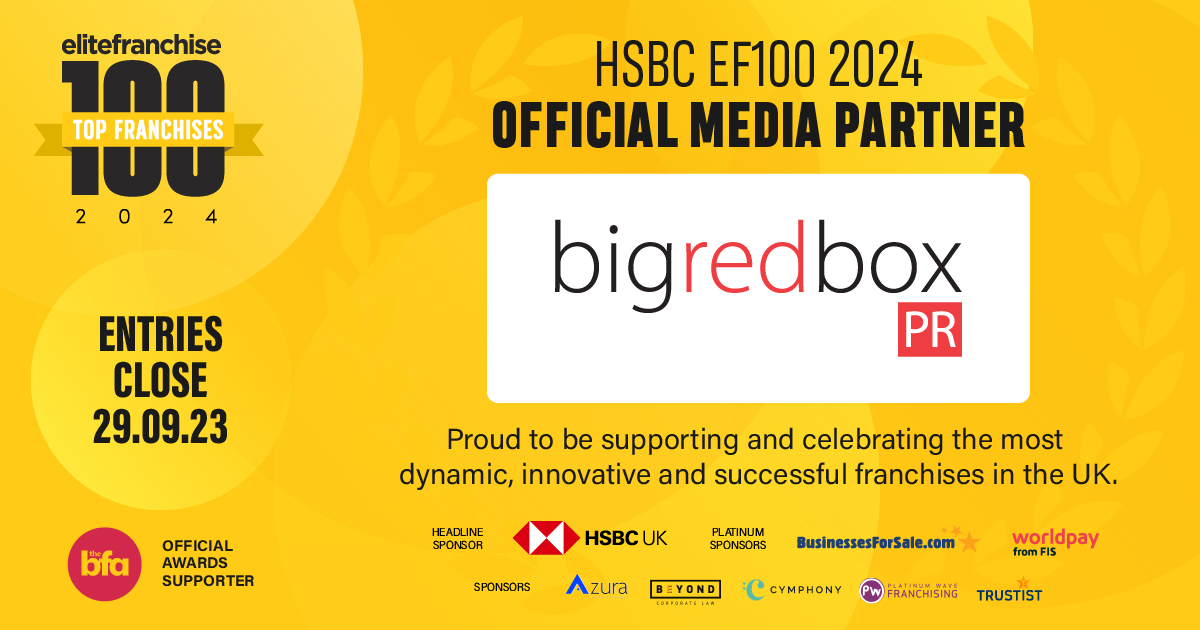 We're really excited to announce our proud partnership with Big red box for Elite Franchise Top 100 Awards 2024. Everyone at EF HQ are so happy to be working with <a href="/BigredboxPR/">Louise Bruce</a> &amp; the whole Big red box team. #EF100