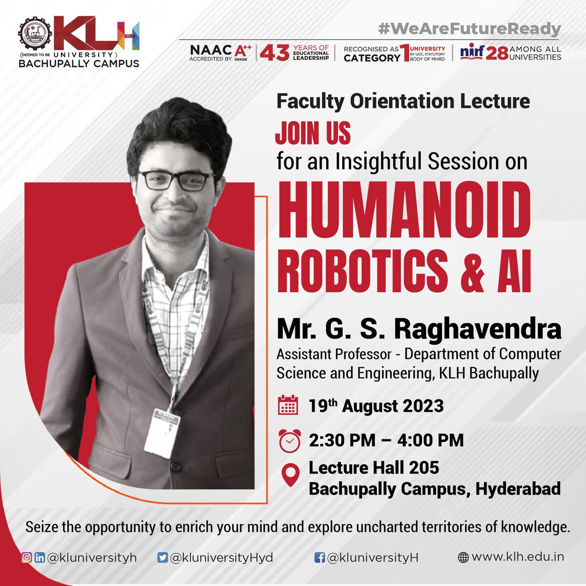 Don't miss this offline opportunity to expand your horizons and stay up-to-date with cutting-edge technology.

Apply Now: klh.edu.in/admissions/

#KLuniversity #KLH #Placements #Scholarships #Congratrulations #FacultyOrientationProgram #HumanoidRobotics #ArtificialIntelligence