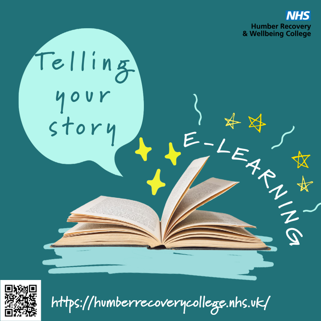 HftRecoveryCol's tweet photo. Everybody has a story to tell, but sometimes it can be hard to express yourself. If you're looking for a creative outlet, why not try our 'Telling Your Story' e-course where you can learn how to structure your story and express yourself! #recoverycollege #creativewriting #nhs https://t.co/leTqc4eCHb