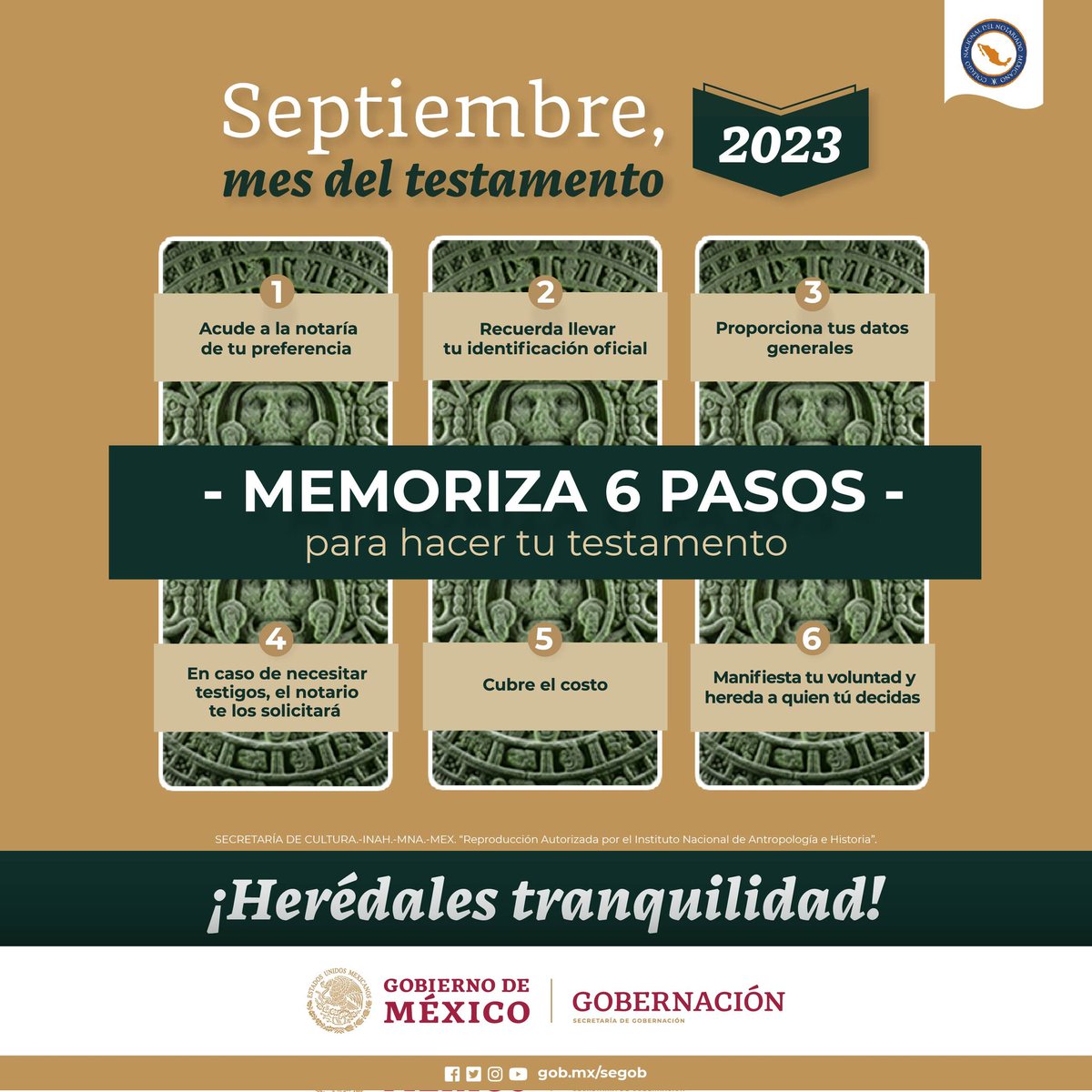 No heredes problemas a tus seres queridos, acude a tu notaría de confianza y garantiza su tranquilidad.
Septiembre mes del testamento. <a href="/notariadomex/">Notariado Mexicano</a>
#unnotariadosiemprecontigo 
#ContigoSí 
#notariadomexicano