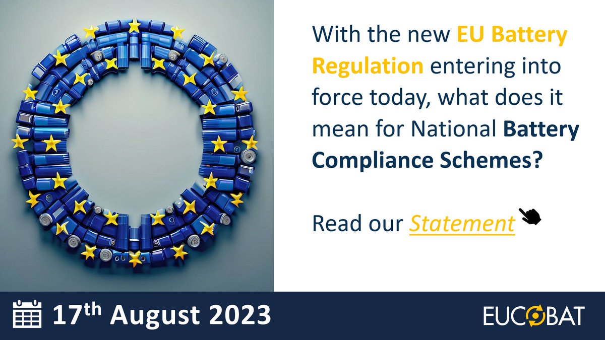 <a href="/EUCOBAT/">EUCOBAT</a> Members are committed to supporting ambitious collection targets, based on realistic calculation of volumes available for collection - we look forward to working with the <a href="/EU_Commission/">European Commission</a> to ensure successful implementation of the Regulation

📌 eucobat.eu/news/statement…