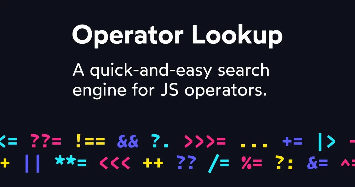 midudev's tweet photo. JavaScript tiene más de 50 operadores...
¡Es imposible acordarse de todos!

Este recurso te da ejemplos y descripciones de cada uno:
→ https://t.co/7dgvyjBe4J https://t.co/5273orUgSR