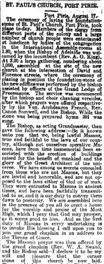 AustAnglican's tweet photo. 17 August 1899: laying of the foundation stone of St Paul's Church, Port Pirie (SA); future (almost exactly 100 years later) Cathedral of the Diocese of Willochra. #anglican #124years Then part of the Diocese of Adelaide. https://t.co/iPSOXwRT8C