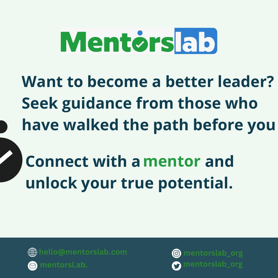 Mentorslab_org's tweet photo. Want to become a better leader?
Seek guidance from those who have walked the path before you. Connect with a mentor and unlock your true potential. 

#mentorship 
#leadershipdevelopment 
#mentorslab 
#mentorslab.org https://t.co/XUCzKiw9pg