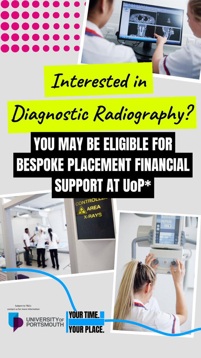 UoP_DRMI's tweet photo. Interested in studying #diagnosticradiography &amp; #medicalimaging but not sure about affording the expenses of placement? Here @portsmouthuni we might be able to help with that! #Clearing2023 #CostOfLivingCrisis https://t.co/ArH4VZcDFD