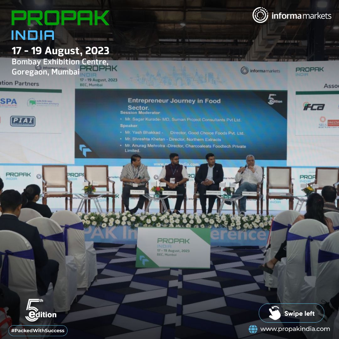 ProPakIN's tweet photo. An insightful panel discussion on "Entrepreneur Journey in Food Sector" took place at ProPak India, brought to you by our esteemed Knowledge Partner, Suman Project Consultants Pvt Ltd.

Join us at Hall No.1, Bombay Exhibition Centre, Mumbai for more.
#ProPakIndia2023 https://t.co/XCrMd617Gr