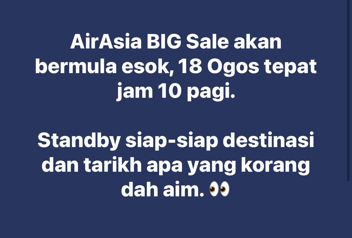 pmbrutiketmurah's tweet photo. Stanby esok promosi AirAsia BIG akan bermula https://t.co/eZzBD1Krhl