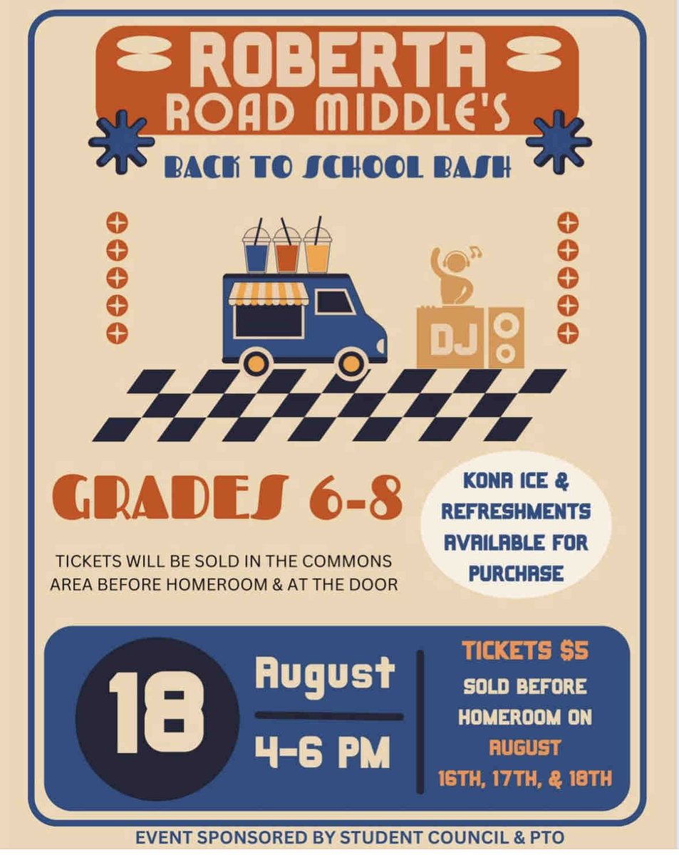 Tickets on sale this morning for the Back2School Bash tomorrow after school. Tickets are $5 in front of the cafeteria. Grab yours on your way to homeroom!