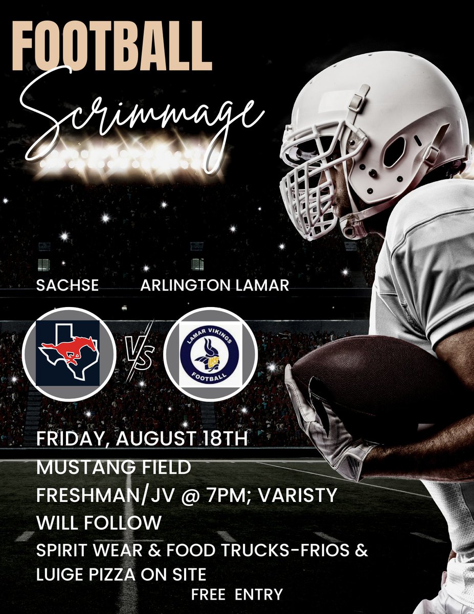 Who’s ready for Friday Night Lights?!? Come get a preview TOMORROW, Mustang Stadium at 7PM! #TNDO @SachseStangs @SHS_Mustangs @gisd_athletics