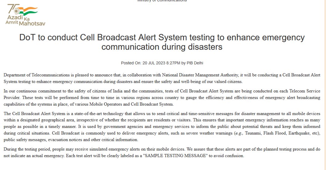 ndmaindia's tweet image. #CellBroadcast