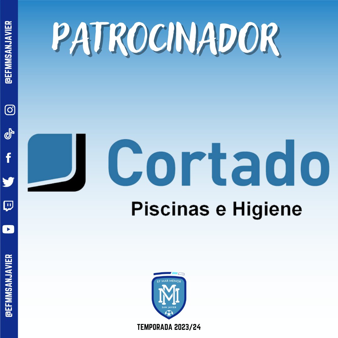 #PATROCINADOR

🤝🏻 𝐂𝐨𝐫𝐭𝐚𝐝𝐨 𝐏𝐢𝐬𝐜𝐢𝐧𝐚𝐬 𝐞 𝐇𝐢𝐠𝐢𝐞𝐧𝐞 se une y apoya el proyecto de la <a href="/efmmsanjavier/">efmmsanjavier</a> 

🏊 Empresa Sanjaviereña dedicada al sector de la piscina y distribución de productos de limpieza e higiene profesional

🙌🏻 ¡Bienvenidos!

#PATROCINADOR