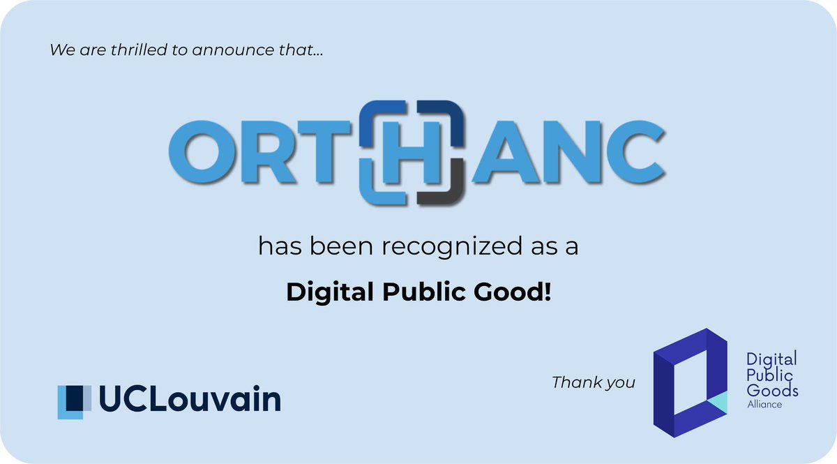 OrthancServer's tweet image. Today we are proud to announce that @DPGAlliance has recognized Orthanc as a #DigitalPublicGood! This affirms our mission to freely share the technical knowledge about medical imaging at large. #DICOM #SDG #UCLouvain

Press release (in French): uclouvain.be/fr/decouvrir/p…