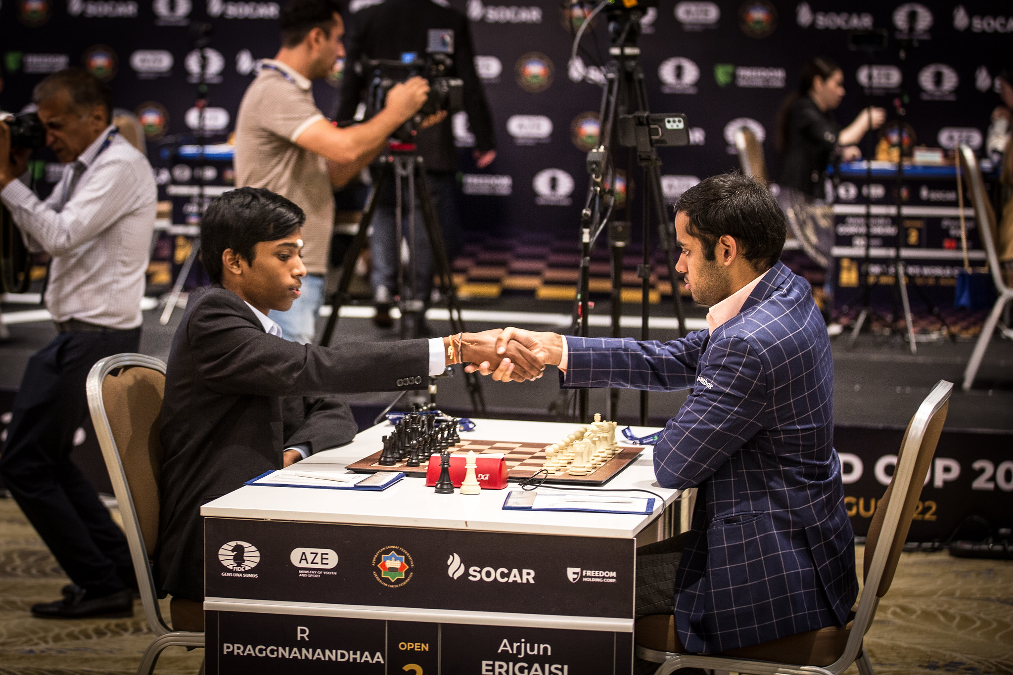 International Chess Federation on X: The first game between Erigaisi and  Praggnanandhaa fades out to a draw. Whoever wins the next game advances to  the semifinals; if the second clash ends in