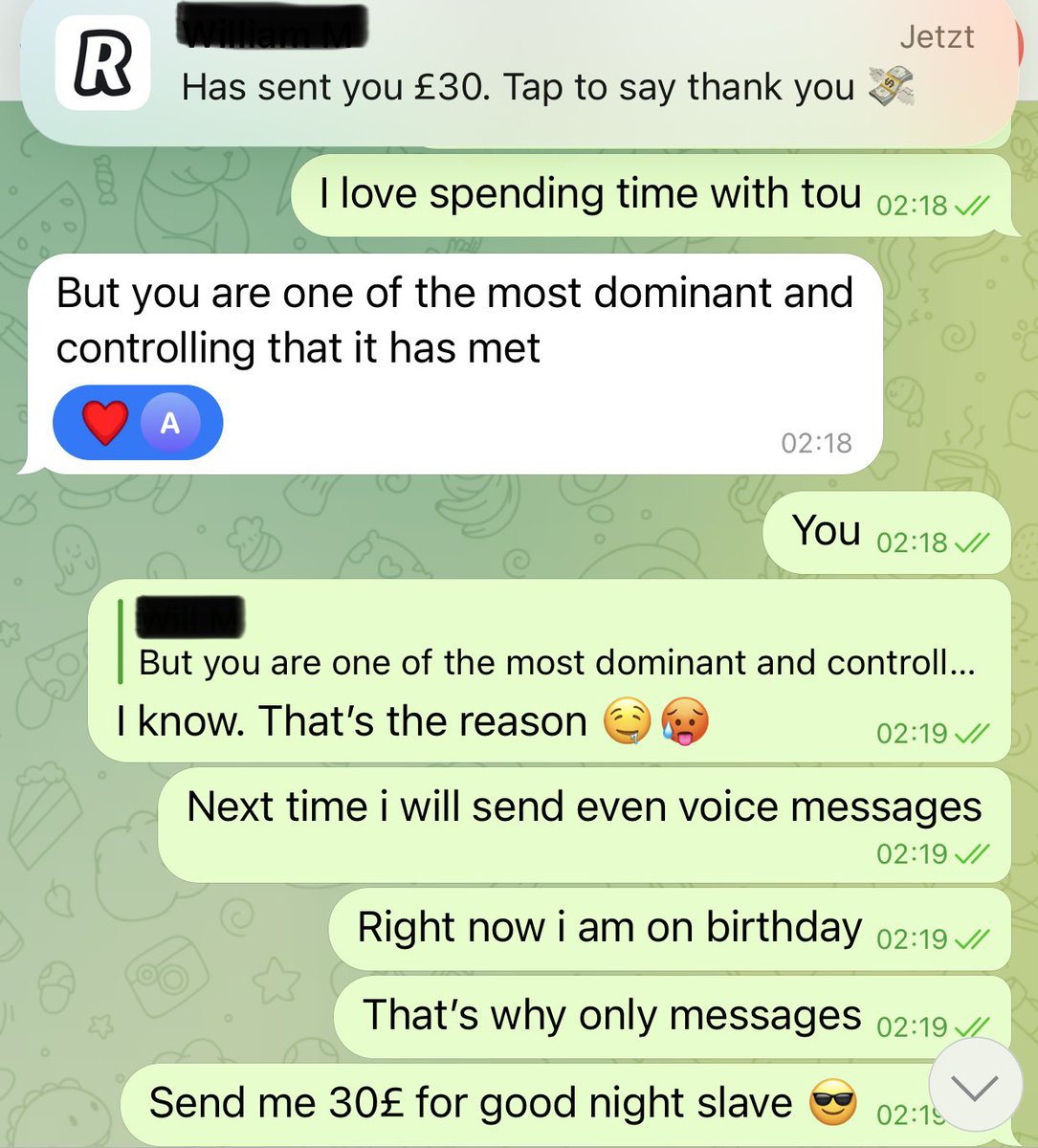 Part 9: Bigger SENDS = Bigger ORGASMS. 

💸 Nothing will ever be more exciting than the moment you hit the “pay” or “accept” button and watch your cash hit my account. You’ll wait for the encouraging message from me and my approval to continue. 😈

🔥 +390£ // 2160£ lifetime