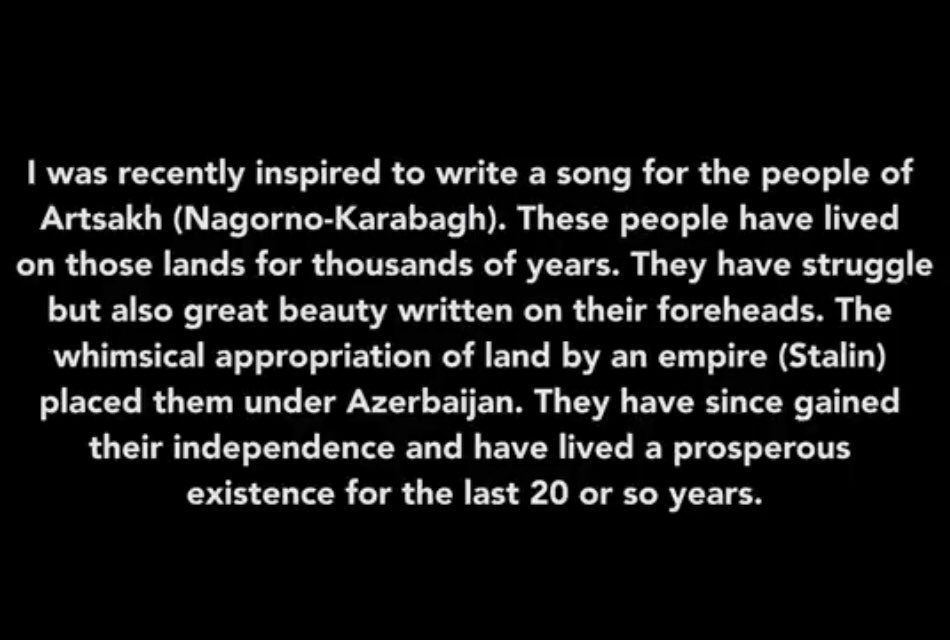 InvisSplinter's tweet photo. Serj Tankian - Artsakh https://t.co/WZNVvypgvz https://t.co/KKIAU0I3nG