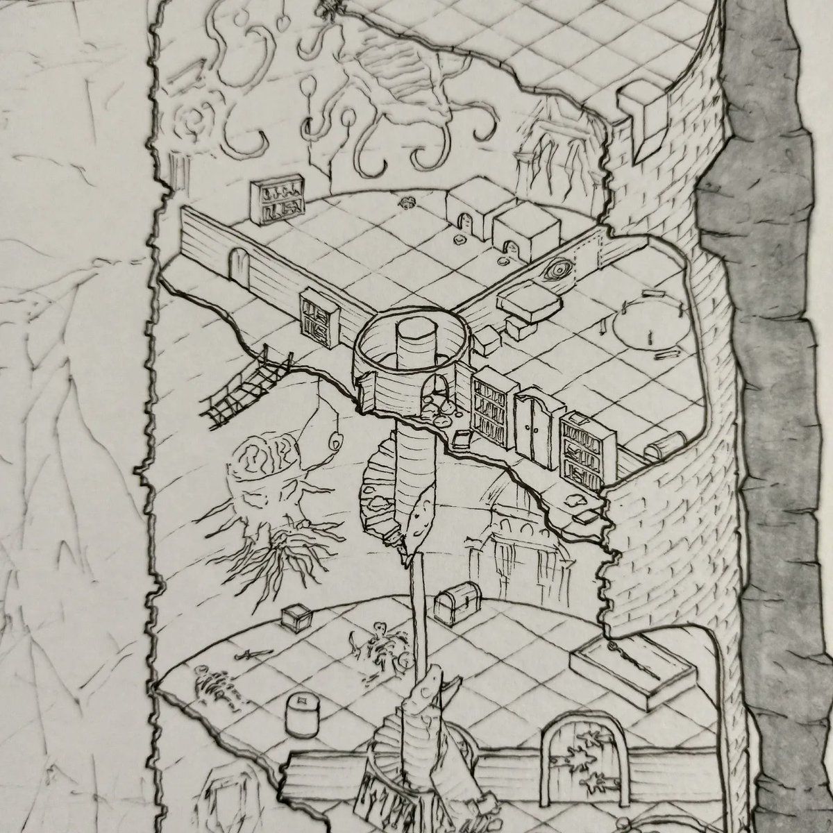 jogbrogzin's tweet image. Presenting my latest map: the Sundered Dwarven Tower (now under new management by the local mindflayers)

#isometricart #isometricmap #dndmap #rpgmap #dwarven #underdark #dnd5e #fantasymap