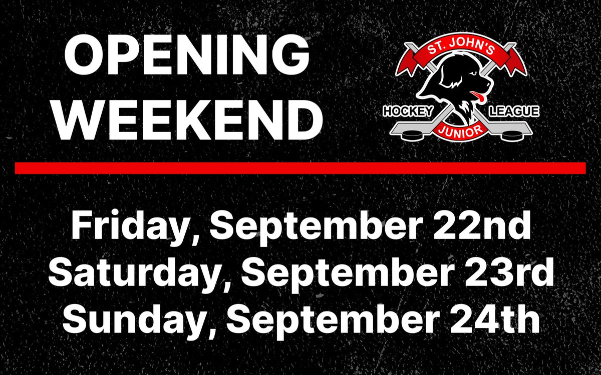 sjjuniorhockey's tweet photo. 🏒SJJHL OPENING WEEKEND MATCHUPS🏒

Check it out! We kick things off Friday night with the OFFICIAL season opener in CBN as the defending champs play host to the 2022 champions!

The same night, St. John’s &amp; Avalon meet (with new looks) for a Battle of St. John’s teams!

#SJJHL https://t.co/hpGrW2V3Uu
