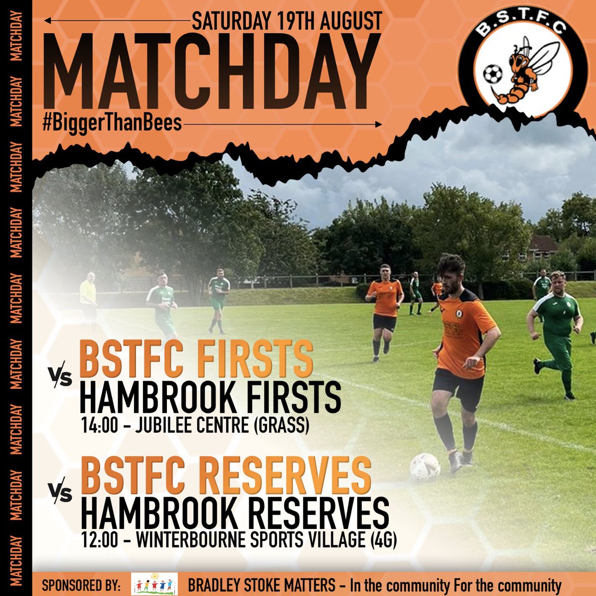 SATURDAY 🟠⚫️ Both the Firsts and Reserve team finish pre-season with a double header vs @ClubHambrook. 12pm: BSTFC Reserves 🆚 Hambrook Reserves (🏟️ Winterbourne 4G) 2pm: BSTFC Firsts 🆚 Hambrook Firsts (🏟️ Jubilee Centre)