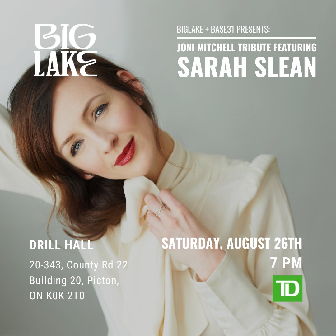 Base31PEC (@base31pec) on Twitter photo Join us on Sat, Aug 26 with <a href="/sarahslean/">Sarah Slean</a> πΆ Celebrate Joni Mitchell's 80th at #BIGLAKE23 fest closing! Experience @biglake_arts Orchestra's symphonic magic, conducted by @johannesdebuscoc Get tix at Base31.ca & enjoy an enchanting evening! #JoniMitchell #SarahSlean Join us on Sat, Aug 26 with <a href="/sarahslean/">Sarah Slean</a> πΆ Celebrate Joni Mitchell's 80th at #BIGLAKE23 fest closing! Experience @biglake_arts Orchestra's symphonic magic, conducted by @johannesdebuscoc Get tix at Base31.ca & enjoy an enchanting evening! #JoniMitchell #SarahSlean