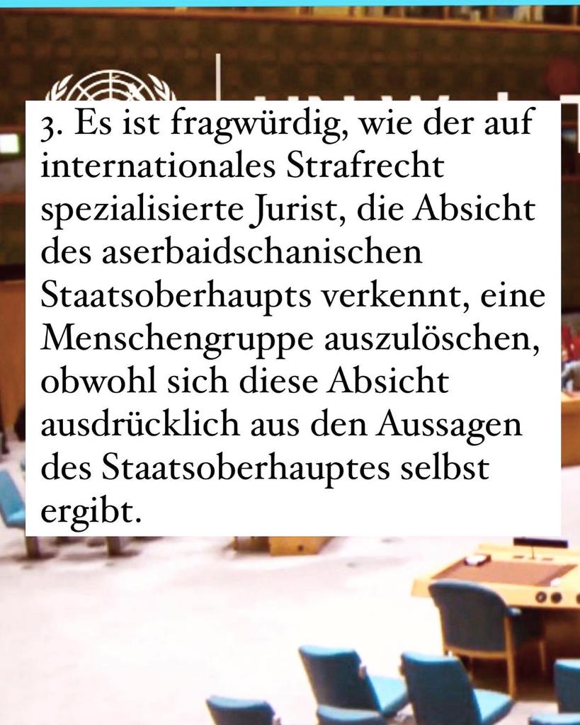 Der ehemalige Chefankläger <a href="/IntlCrimCourt/">Int'l Criminal Court</a>, <a href="/MorenoOcampo1/">Luis Moreno Ocampo</a> die Warnung ausgesprochen, dass #Aserbaidschan damit einen #Völkermord an der armenischen Bevölkerung in Berg-Karabach begehe. Rodney Dixon KC antwortete dagegen. Siehe unsere Stellungnahme dazu ➡️ lnkd.in/dVE28_jZ