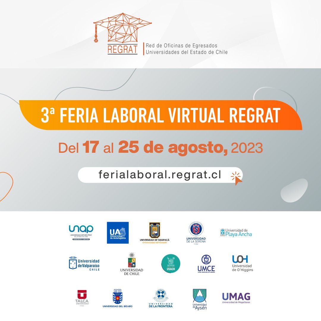 Recuerda hoy comienza la 3ra. Feria laboral REGRAT ferialaboral.regrat.cl