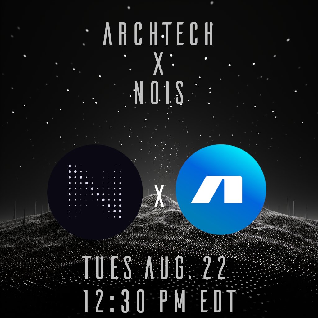 Architech (@architech_build) on Twitter photo Another fantastic team we want you to hear about! Thanks to <a href="/NoisRNG/">Nois – Reliable Randomness</a> we just posted our RNG Minter on Mainnet! Come hear about them on Tuesday!
Jackal: Friday
Nois: Tuesday
Teamwork makes the dream work. Another fantastic team we want you to hear about! Thanks to <a href="/NoisRNG/">Nois – Reliable Randomness</a> we just posted our RNG Minter on Mainnet! Come hear about them on Tuesday!
Jackal: Friday
Nois: Tuesday
Teamwork makes the dream work.
