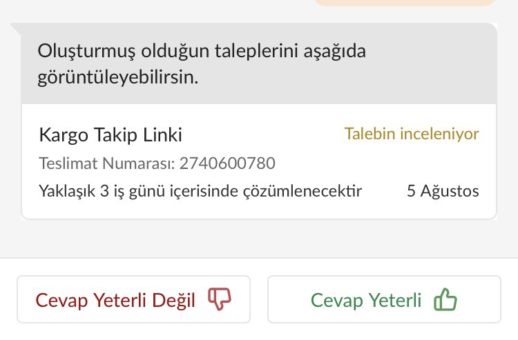 ayzey's tweet photo. @TrendyolDestek Talebim 5 Agustos’tan beri inceleniyor… 9. Is gunu! https://t.co/tWy0f54Cnf