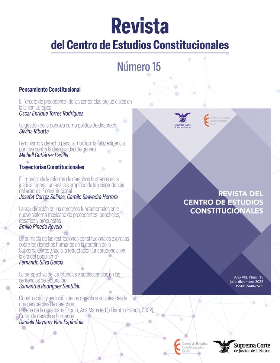 CECSJ_SCJN's tweet photo. El número 15 de la Revista del @CEC_SCJN de la @SCJN reúne textos sobre "precedente", "derecho penal", "feminismo", "derechos humanos", "infancias y adolescencias", entre otros. ¡Te invitamos a leerla!
https://t.co/S0NwjDXrhI https://t.co/lopxJczGeP