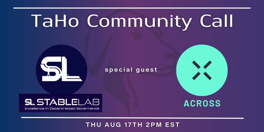 taho_xyz's tweet image. Today we have @StableLab joining us for our Community Call, with a special guest appearance from @AcrossProtocol! 

👉 chat.taho.xyz