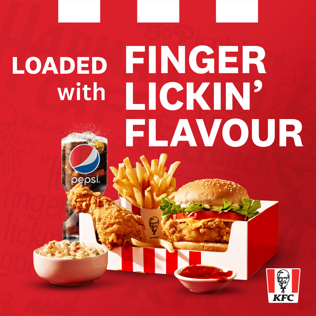kfcjamaica's tweet photo. For the days when you need the extra finger lickin’ flavour, make it a KFC Zinger Big Box!
Treat yourself to a piece of finger lickin’ chicken, a Hot and Spicy Zinger, crispy fries, a mini Coleslaw, and a refreshing Pepsi!
#KFC #KFCJamaica #KFCBigBox #Lunchtime #KFCCravings https://t.co/90U7HGzRY4