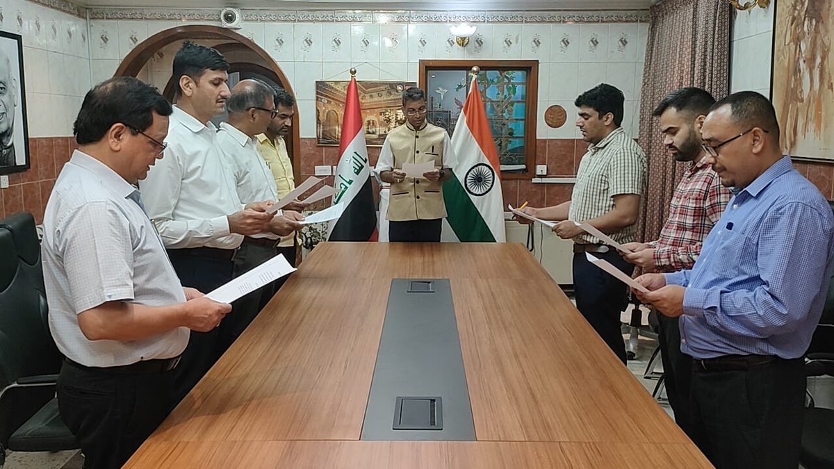 EI_Baghdad's tweet image. Pledge taking ceremony at Embassy of India, Baghdad to observe &quot;SADBHAVNA DIWAS&quot;.

@MEAIndia @IndianDiplomacy #SadbhawnaDiwas