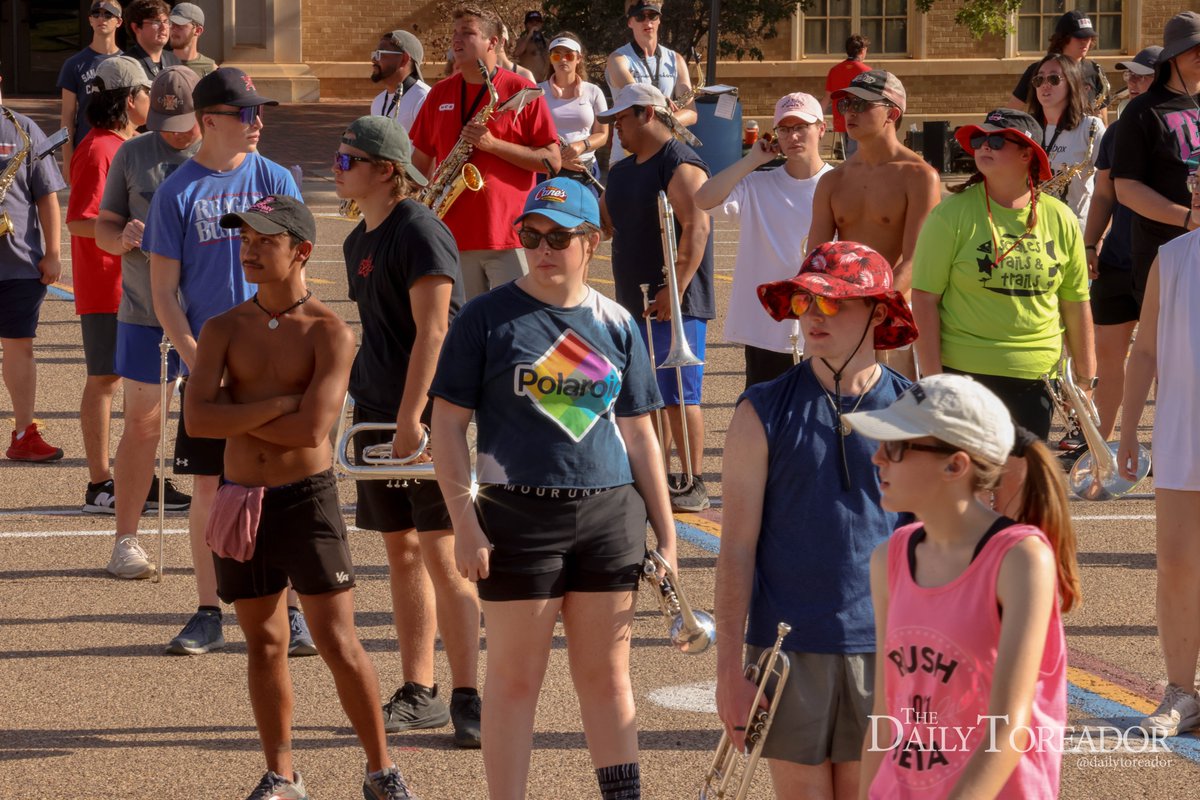 DailyToreador's tweet photo. Throwback Thursday was the theme for the fourth day of the Goin' Band's spirit week Aug. 17, 2023.

📷 - @CameronZapataDT https://t.co/NgWbLkw4DX