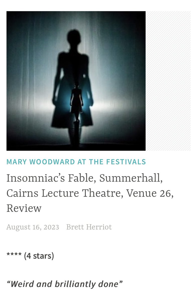 Another ⭐️⭐️⭐️⭐️ review for INSOMNIAC’S FABLE <a href="/Summerhallery/">Summerhall</a> this time from <a href="/ScotsgayArts/">ScotsGayArts</a>