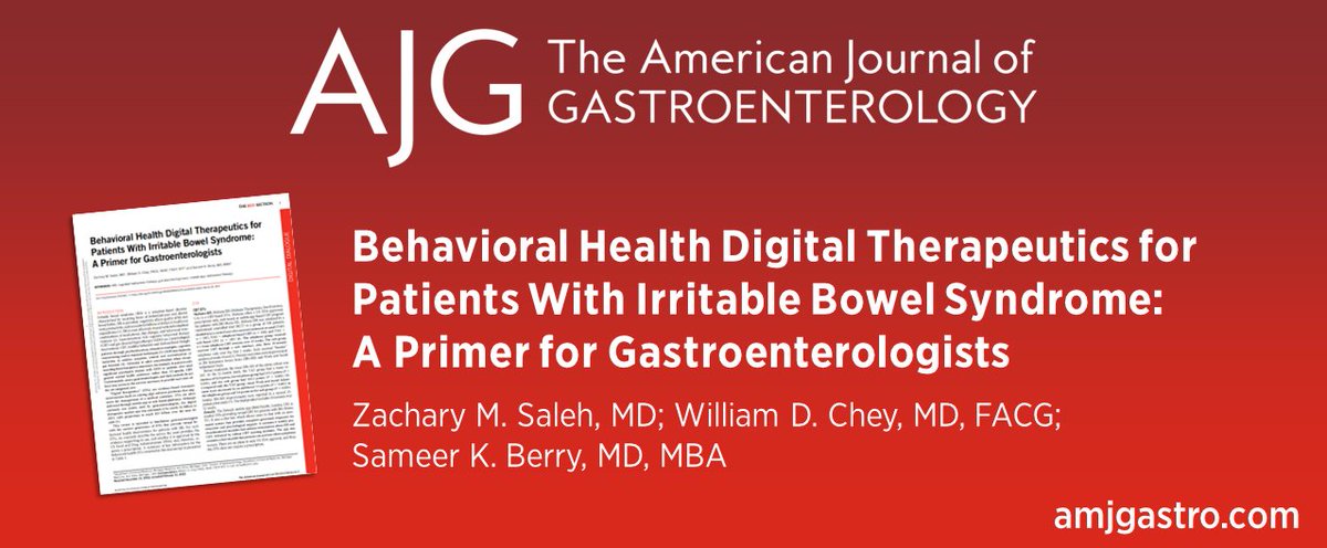 AJG - The American Journal of Gastroenterology (@amjgastro) on Twitter photo In the 📕#RedJournal:
Behavioral Health Digital Therapeutics for Patients With Irritable Bowel Syndrome: A Primer for Gastroenterologists
Zachary M. Saleh, MD; William D. Chey, MD, FACG; Sameer K. Berry, MD, MBA
👉 bit.ly/47BRIp1
<a href="/umfoodoc/">William Chey</a> <a href="/sameerkberry/">Sameer K Berry, MD, MBA</a> <a href="/gastrogirl/">Gastro Girl</a> In the 📕#RedJournal:
Behavioral Health Digital Therapeutics for Patients With Irritable Bowel Syndrome: A Primer for Gastroenterologists
Zachary M. Saleh, MD; William D. Chey, MD, FACG; Sameer K. Berry, MD, MBA
👉 bit.ly/47BRIp1
<a href="/umfoodoc/">William Chey</a> <a href="/sameerkberry/">Sameer K Berry, MD, MBA</a> <a href="/gastrogirl/">Gastro Girl</a>