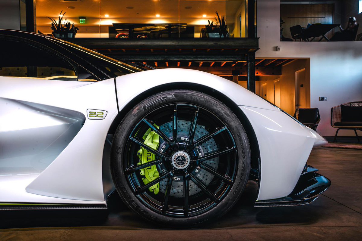 JensonButton's tweet photo. Here she is! Proud to show off my @lotuscars Evija which I think looks stunning😍 if you are at Quail tomorrow you’ll be able to see her on the Lotus stand along with some other beautiful cars. 

What do you think of the Brawn inspired paint scheme? 

#lotus #evija #ev #hypercar #brawn #quail #car