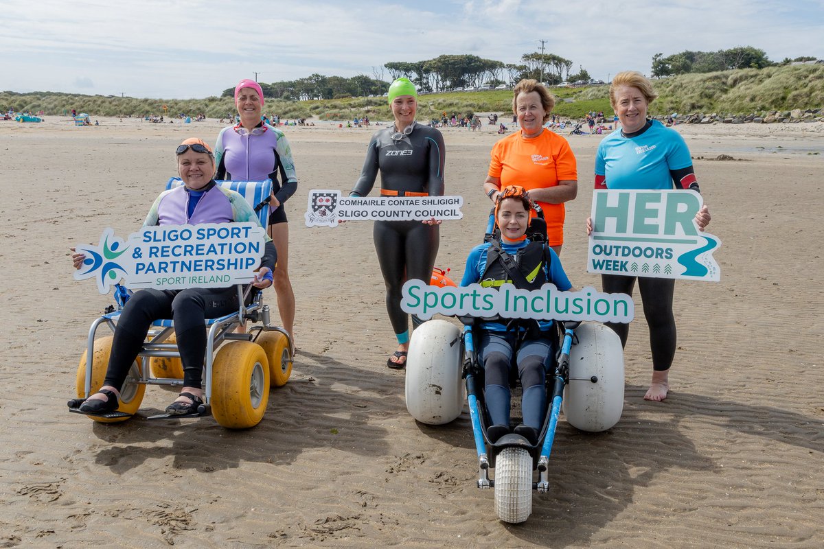 SSRPSligo's tweet photo. Amazing day in Mullaghmore using the beach wheelchairs to facilitate our first accessible open water session with Swim Ireland and our fantastic ambassadors Vicki and Cathy, who bravely took to the sea. Well done everyone. 👏👏😍🏊‍♀️🌤 #heroutdoors2023 #sportsinclusion https://t.co/023VFG0LnW