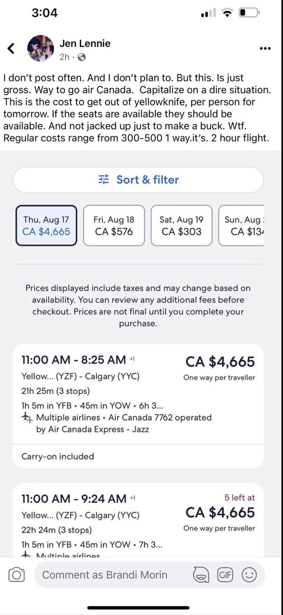 I hope everyone boycotts these bastards after this experience.   Corporate Citizens take notes on how not to do your customers dirty.  Air Canada 🖕🏾#nwt #nwtpoli #wildfires